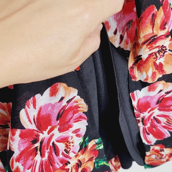 Multicolor Floral Sleeveless Lightwe Back Zip Wrap Knee Length Shift Dress Small - Picture 4 of 10